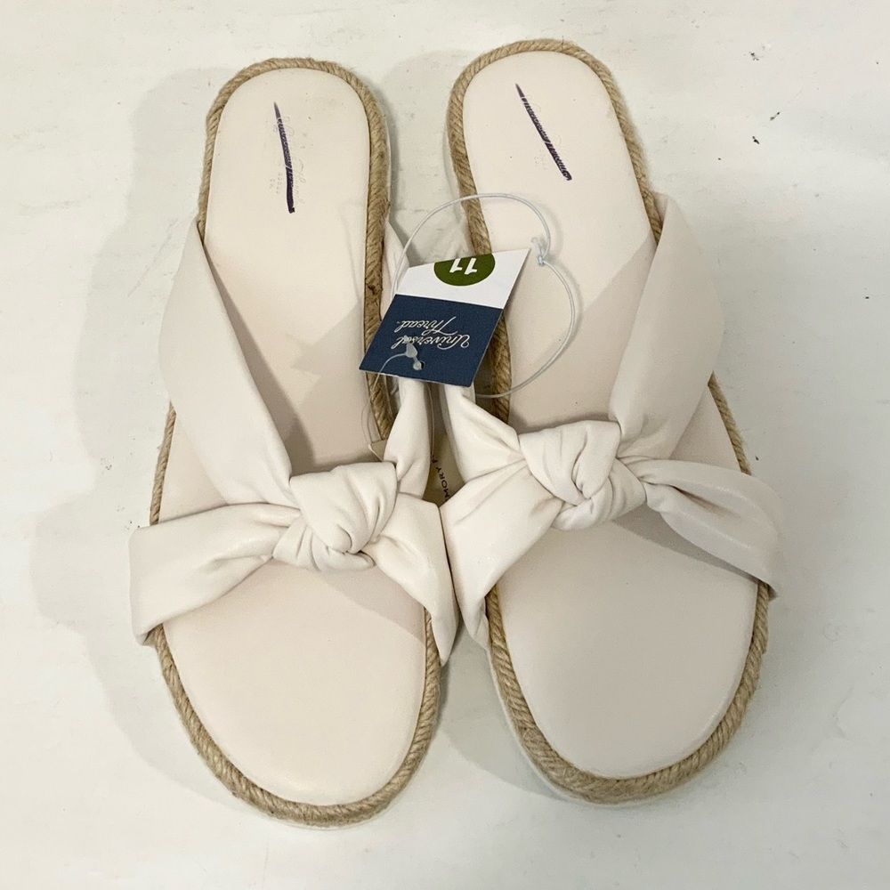 Universal Thread Knotted Off White Espadrille Sandals Memory Foam Slides Size 11